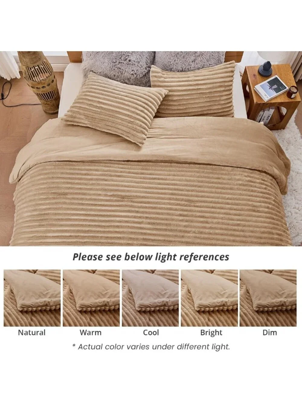Cozy Twin/Twin XL Fleece Comforter Set - 2 Piece Bedding in Light Brown